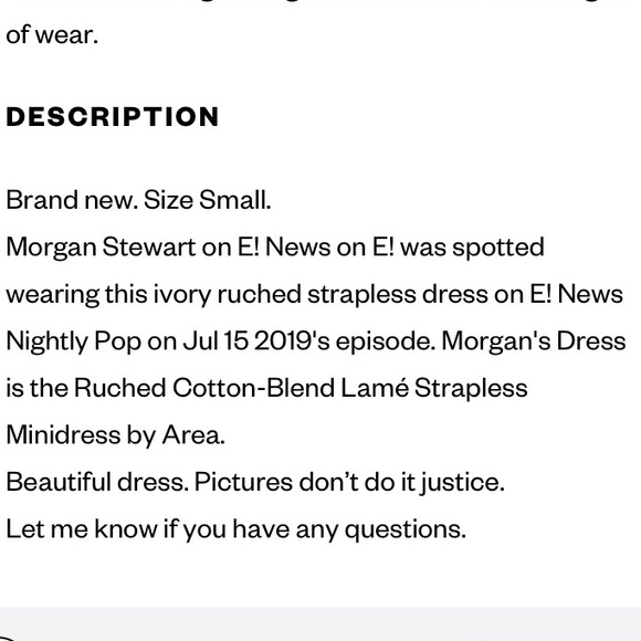 AREA**Ivory Ruched Lame Cocktail Dress*Large $980 - Picture 12 of 12